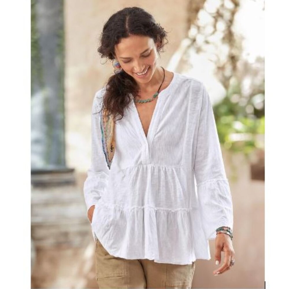 Sundance Kizzy Tiered with Ruffles Top by Dylan in White - Size Small - NWT